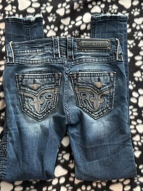 Rock Revival Ednee Biker Skinny Jeans Size 25 Distressed Moto Stitch